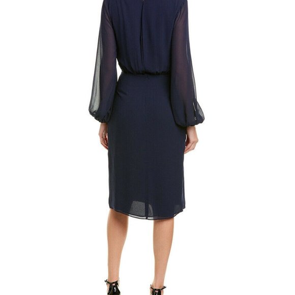 NEW Jay Godfrey Women's Sirio Wrap Front Midi Dress Size 14 Navy - Picture 3 of 6